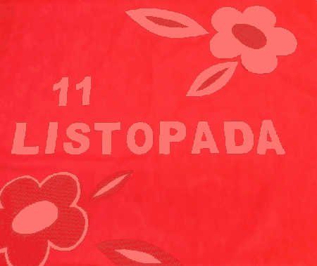Białe kwiaty na czerwonym tle 11 listopada